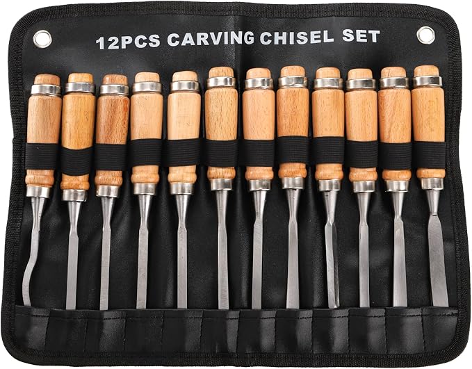Dicunoy 12 PCS Wood Carving Tools, Gouges Woodworking Chisels, Full Size Wood - Image 5