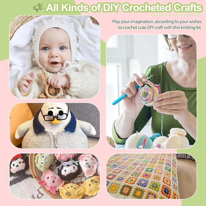 Katech Crochet Hooks Set with Crochet Case, Colorful Soft Handle Knitting - Image 5