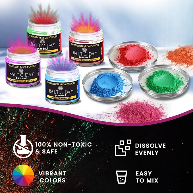 BALTIC DAY - Chameleon Mica Powder, 8 Jars of Color Shift Mica Powder Set - - Image 4