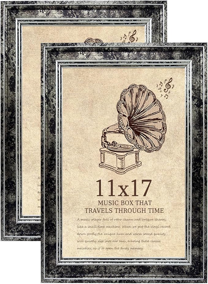 11x17 Picture Frame with Real Glass set of 2-Vintage Frames by TKYGU