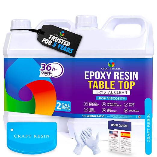 CRAFT RESIN Table Top Epoxy Resin Kit 2 Gallon – Ultra Clear, High-Gloss by CraftResin