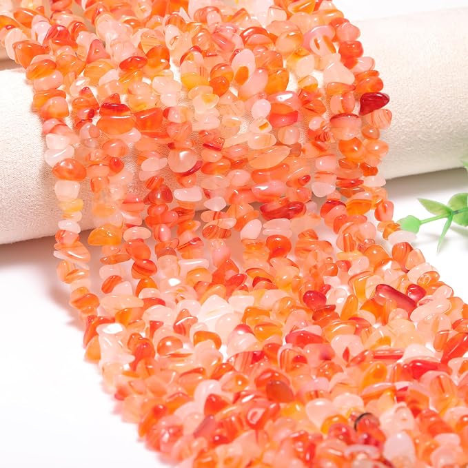 200 Pcs Crystal Chip Beads for Jewelry Making 5-8mm Red Wave Agate | Natural by DQJRJTJewelryMakingCraftsSupplies