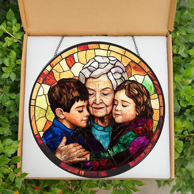 Personalized Grandma Stained Glass Sun Catcher, Custom Photo Family Portrait - Image 5