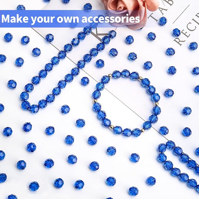 BONNY BOXX 2000pcs 4mm Acrylic Faceted Round Crystal Beads Transparent Sapphire - Image 4
