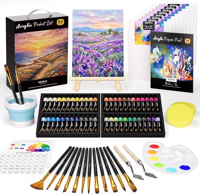 Nicpro 92PCS Acrylic Paint Canvas Set by Nicpro