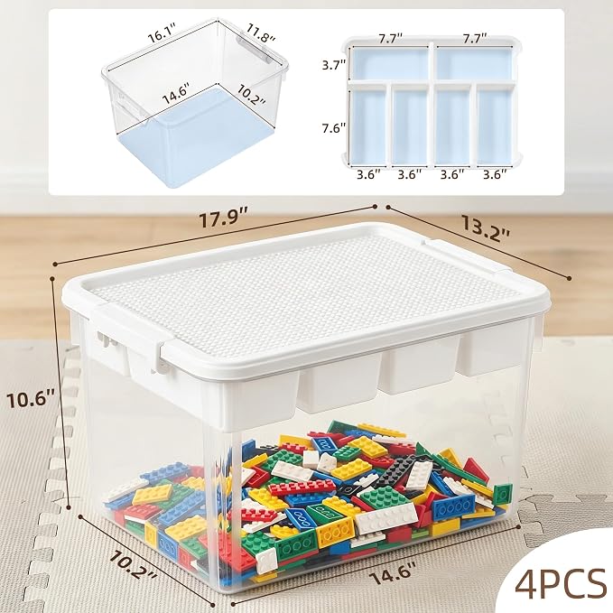 Citylife 32QT 4-Pack Clear Craft Storage Box Buildable Lid Removable Tray | - Image 3