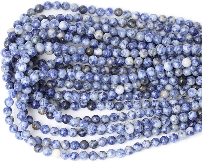 60PCS 6mm Natural Blue White Sodalite Gemstone Round Loose Beads - Image 3