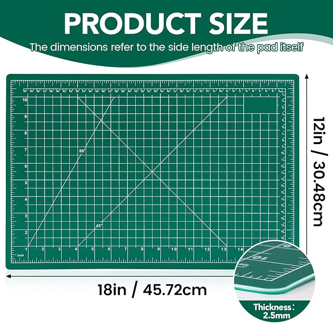 Cutting Mat 12"x18", 10 Pack Double-Sided 5-Ply Self Healing Sewing Cutting Mat - Image 2