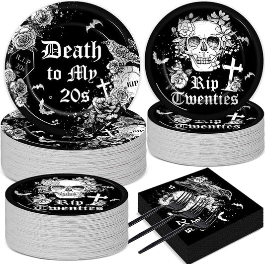 50 Guests 30th Birthday Plates and Napkins Party Supplies Death to My 20s Party by Qyeahkj