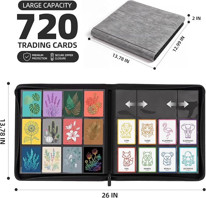 Card Binder 12 Pocket, Premium 720 Double Sided Pocket Collection Binder - Image 3