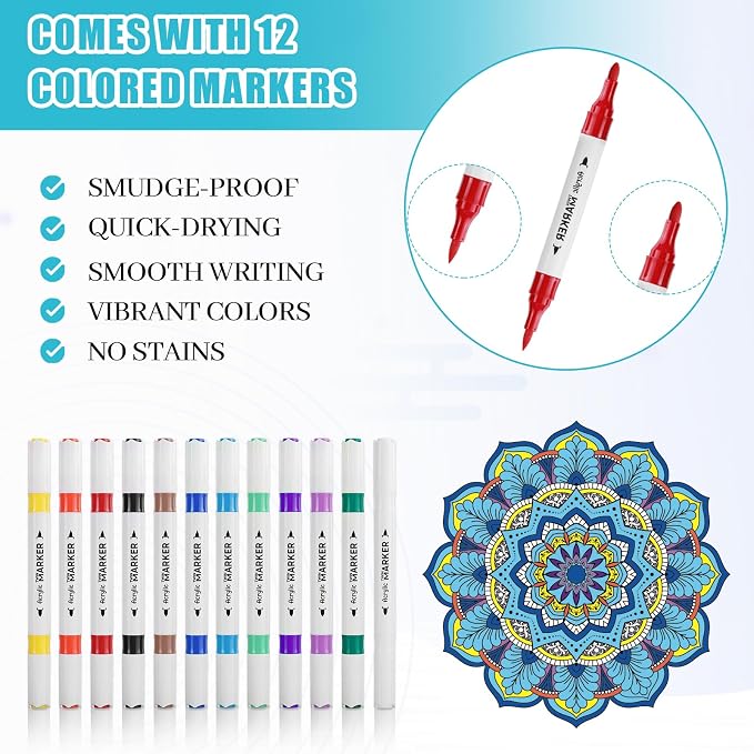 Thboxes Stained Glass Window Cling Art Kit, 12 Color Double-ended Markers 10 - Image 5