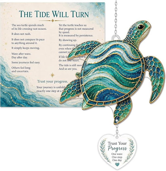 Devory Sea Turtle Gifts for Women, 4 Inch Acrylic Turtle Suncatcher for Windows by DEVORY