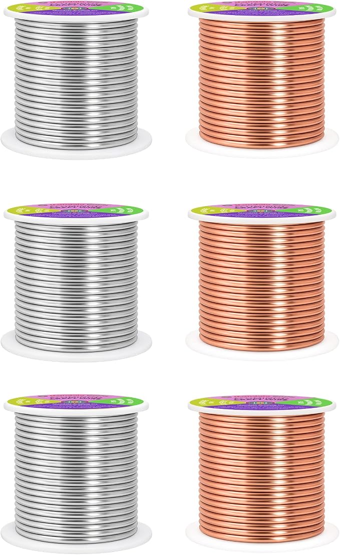 Mandala Crafts 8 GA Copper Silver Tone Combo Anodized Aluminum Craft Wire | 120 - Image 2