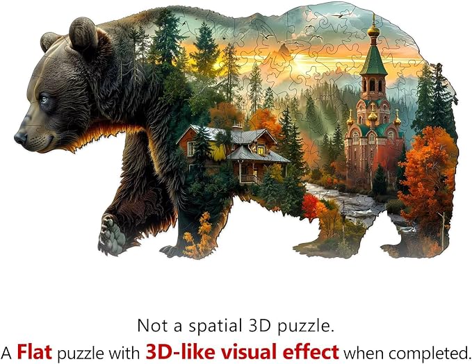Forest Bear Puzzles Adults Gifts Wooden 60 Pieces 8.5 * 4.9in - Image 9