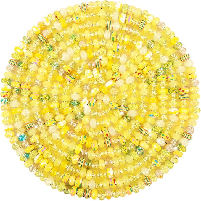 60Pcs Large Hole Beads Spacer Beads Yellow Assorted European Craft Big Beads by BRACELETMAKINGKIT