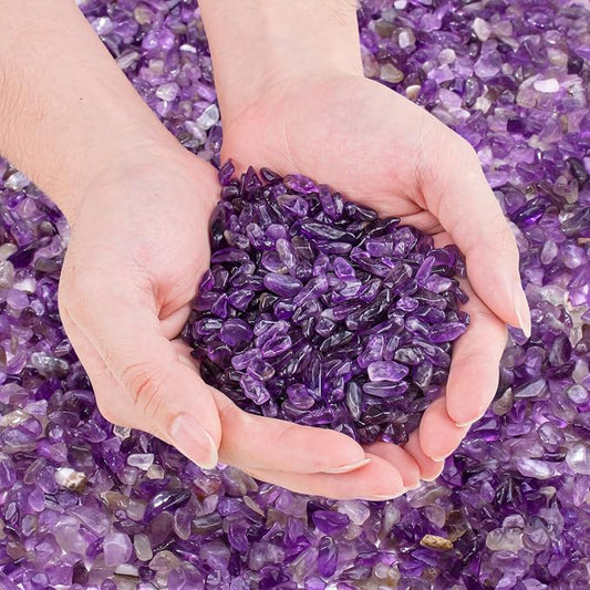 0.5 Lb/230g Amethyst Quartz Crystal Chips Bulk by EZEELAI