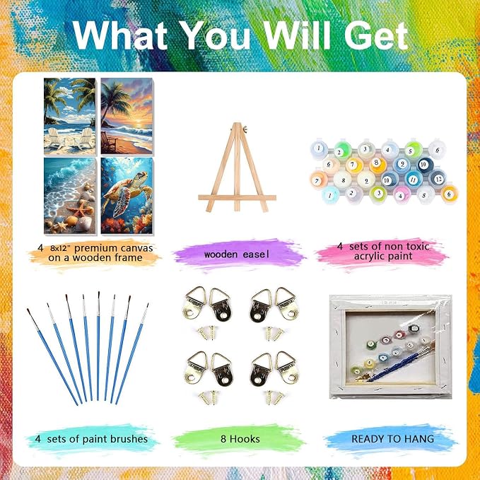 4 Pack Paint by Numbers for Adults - Image 4