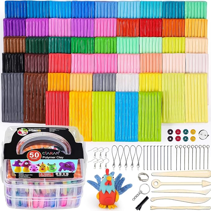 CiaraQ 50-Color Polymer Clay Oven Bake Modeling Kit | Heavier than most clay by CiaraQ