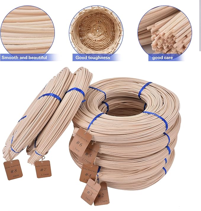 VFULIE Basket Round Reed #7 3.5mm 1-Pound Coil Basket Weaving Cane - Image 3