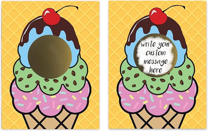 My Scratch Offs 20 Pack Ice Cream Cone Note Cards & Stickers Make Your Own DIY - Image 2