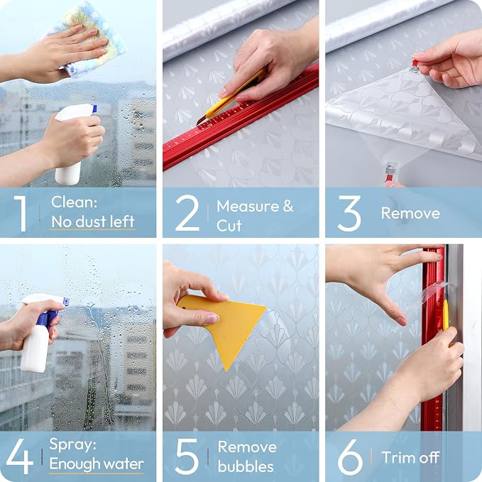 rabbitgoo Privacy Window Film Frosted Glass, 17.5" x 78.7" | Sun Blocking Non - Image 7