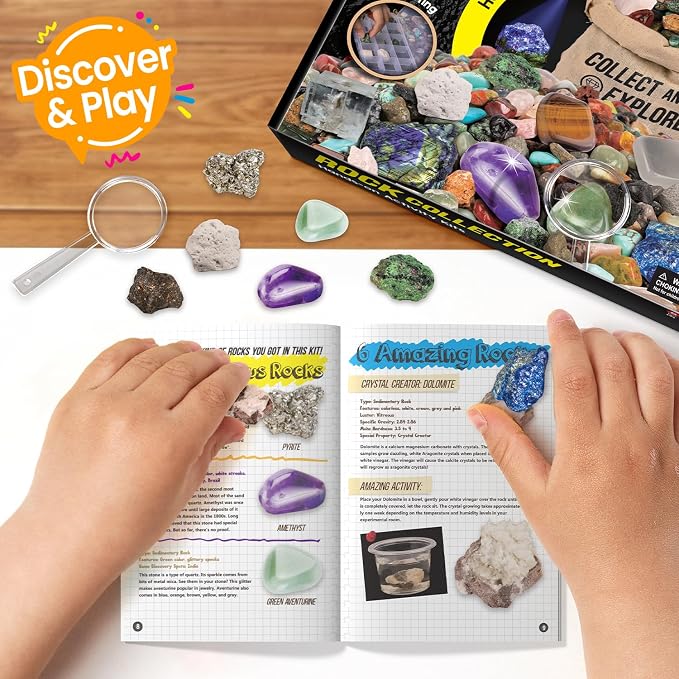 EDUMAN Rock Collection for Kids, 12 Specimens Box + 700g Real Crystals & - Image 2