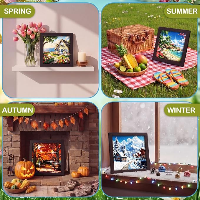 Trandraft 13 Pcs Seasonal Scenery Small Diamond Art Kits - Image 4
