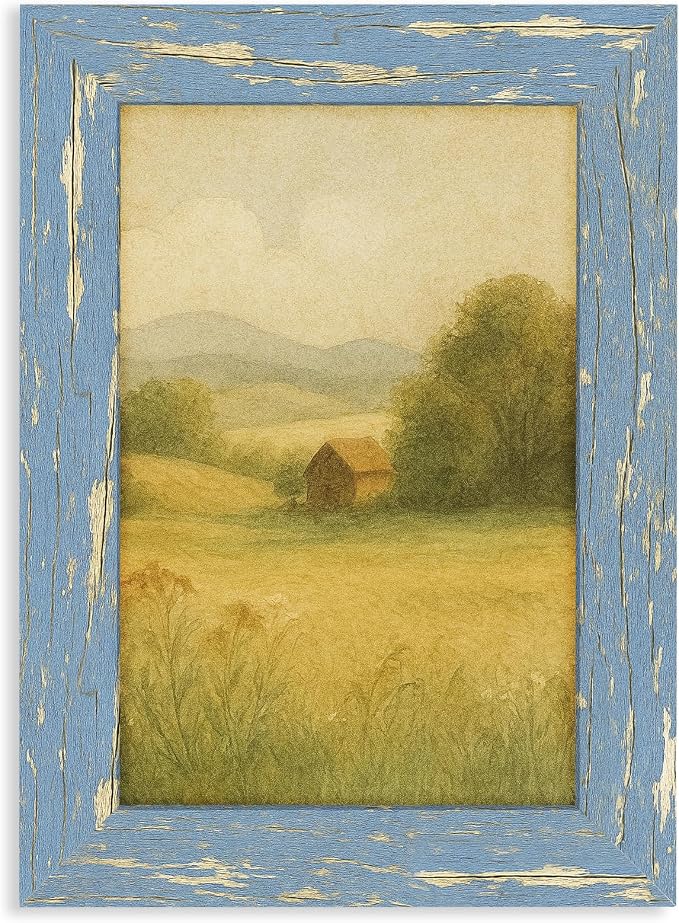 puthiac 4x6 Rustic Farmhouse Picture Frame, Denim Blue, 1 Pack | Distressed MDF by PUTHIAC