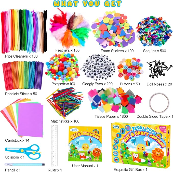 Zefy 3200+ Pcs Arts and Crafts Supplies - Image 2