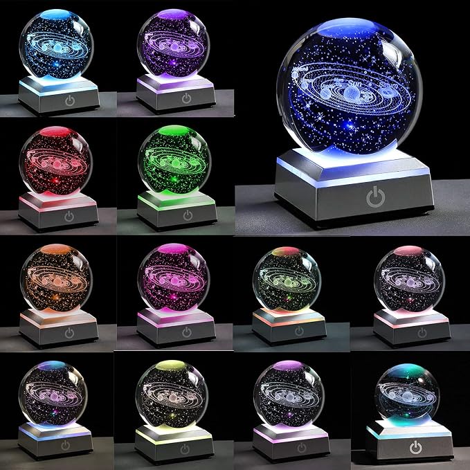 Qianwei 3D Solar System Model Crystal Ball Astronomy Gifts Men Space Decor | - Image 3