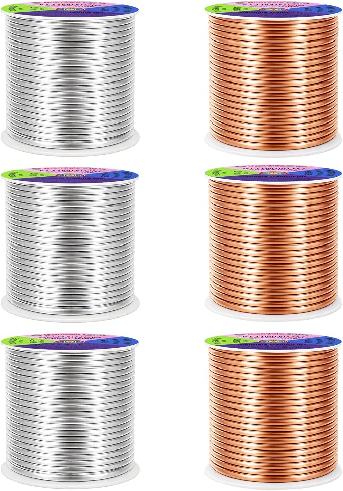 Mandala Crafts 13 GA Copper Silver Tone Combo Anodized Aluminum Craft Wire | - Image 2