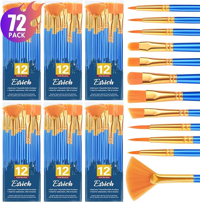 ESRICH Paint Brushes Set, 12 Sizes Paint Brush by ESRICH