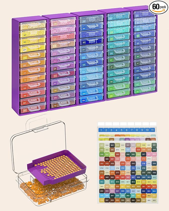 Redtwo 60 PCS Diamond Painting Storage Containers Trays, Detachable Trays by Redtwo