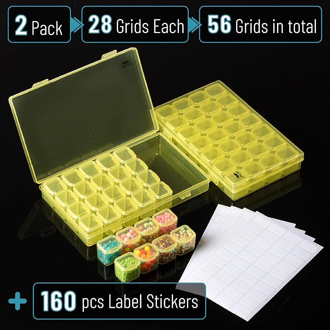 Mr. Pen- Bead Storage Containers, 28 Grids, 2 Pack, Transparent Yellow | 160 - Image 2