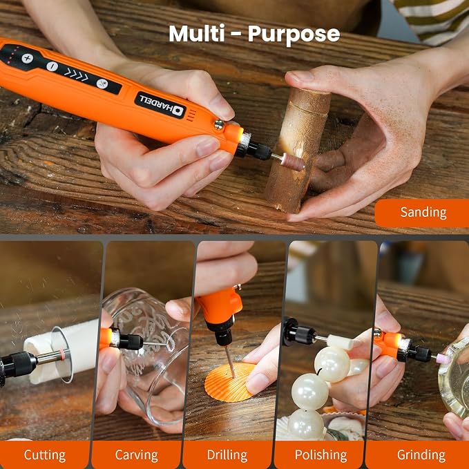 HARDELL Mini Cordless Rotary Tool, 5-Speed and USB Charging - Image 4