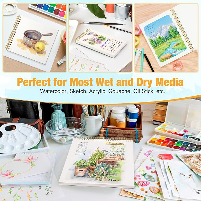 2-Pack Small Watercolor Sketchbook, 3.5" x5.5”, Spiral Bound - Image 5