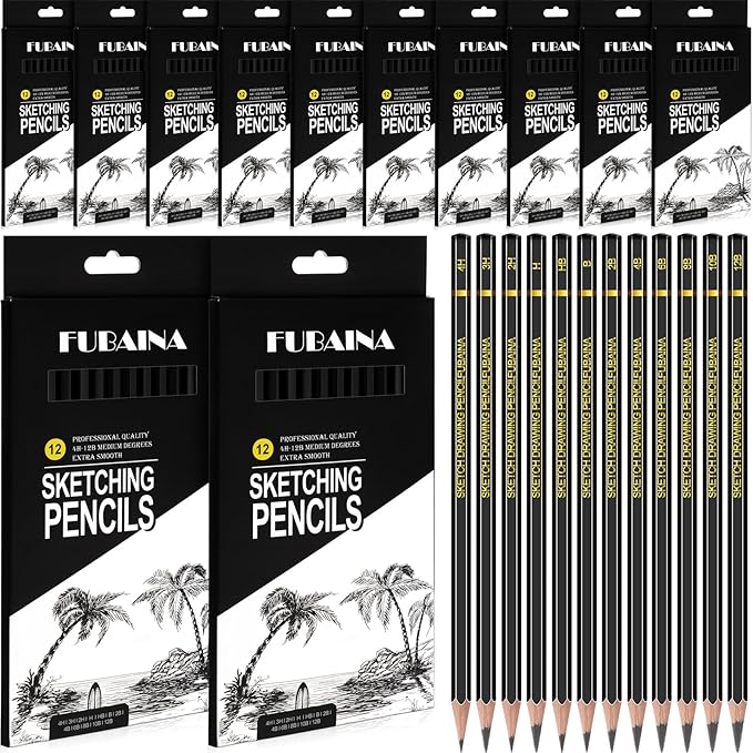 Humyoun 144 Pcs Drawing Sketching Pencil Set Professional Graphite Charcoal by Humyoun