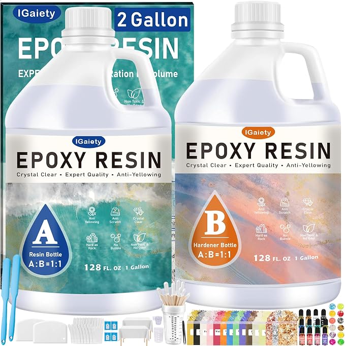 IGaiety Epoxy Resin, 2 Gallon Epoxy Resin Kit, Crystal Clear High-Gloss Epoxy by IGaiety