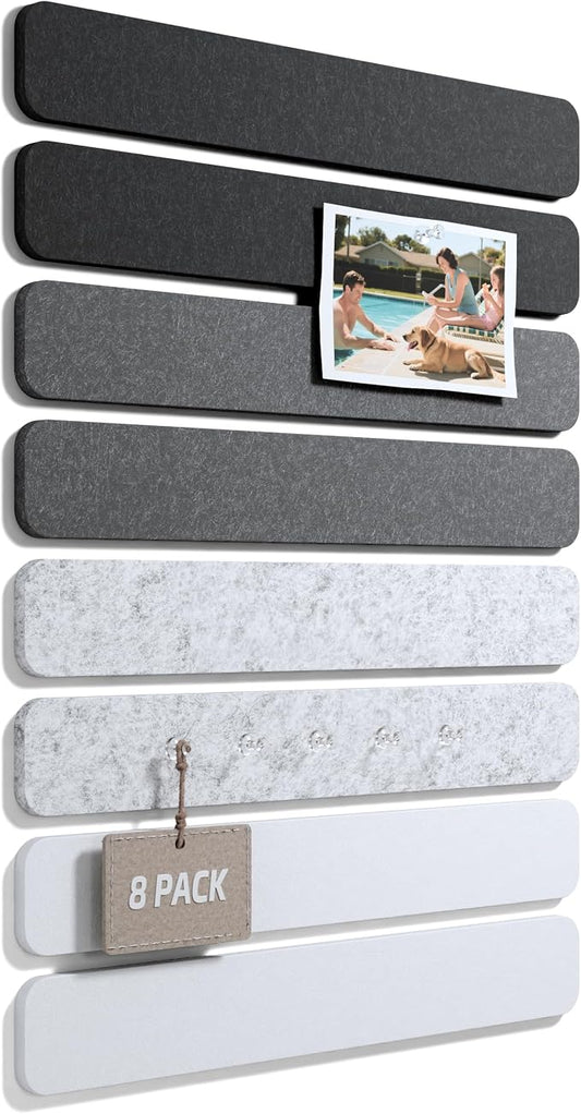 Fluxynara Cork Board Alternative Felt Strip Board 8-Pack 13"x2", Office Pin by FLUXYNARA