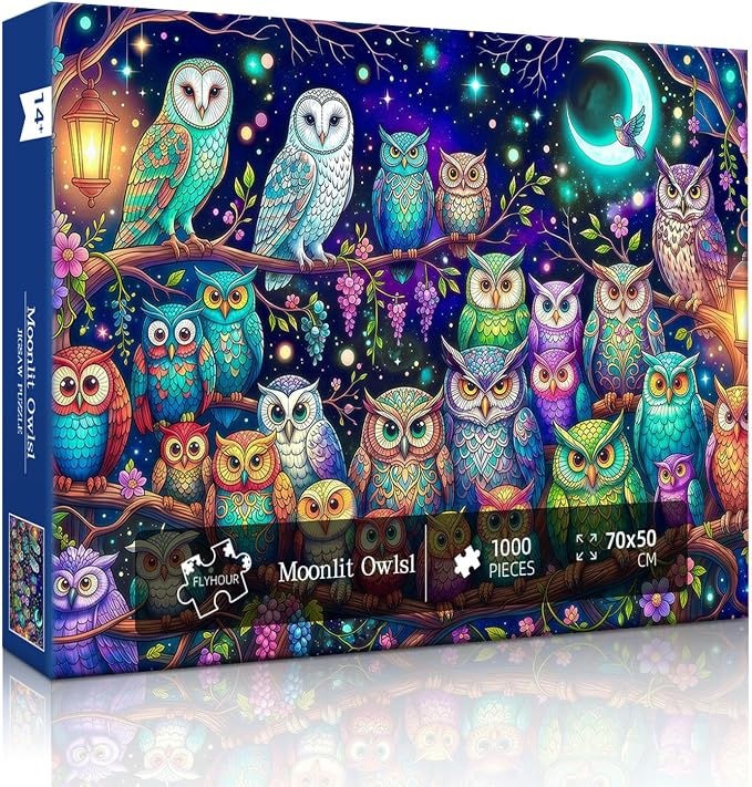 Moonlit Owls Puzzles for Adults 1000 Pieces, Impossible Challenging Jigsaw - Image 4