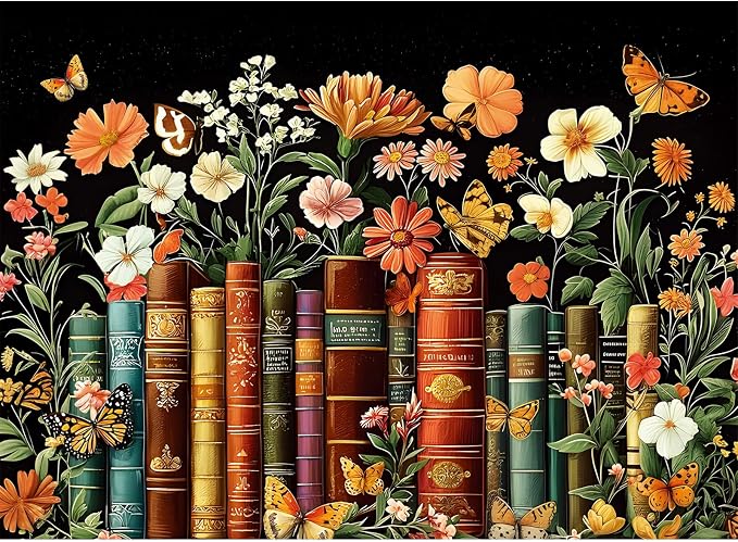 500 Piece Puzzle for Adults | Vintage Wildflowers Books Puzzle | Recycled by Maiqufa