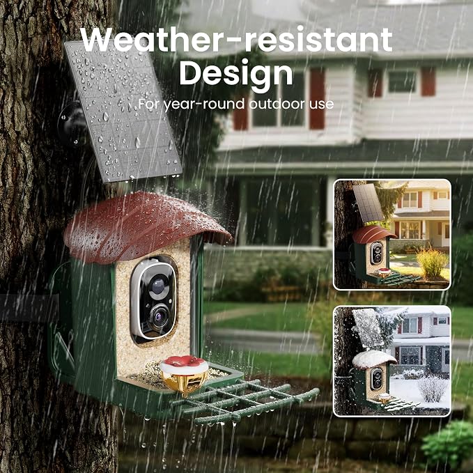 HEAPETS Bird Feeder with Camera Solar Powered, 3K HD Video, AI Bird Recognition - Image 7