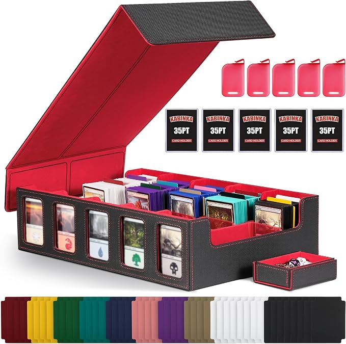 Trading Card Storage Box with Commander Display, 5-Row Deck Case with Removable by Kabinka