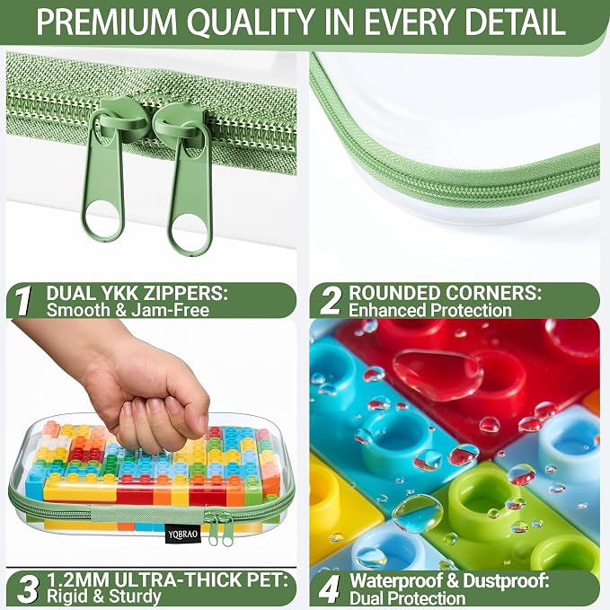 6 Pack Green Clear Hard Shell Beauty Organizer, 1.2mm Heavy Duty Crush-Proof - Image 5