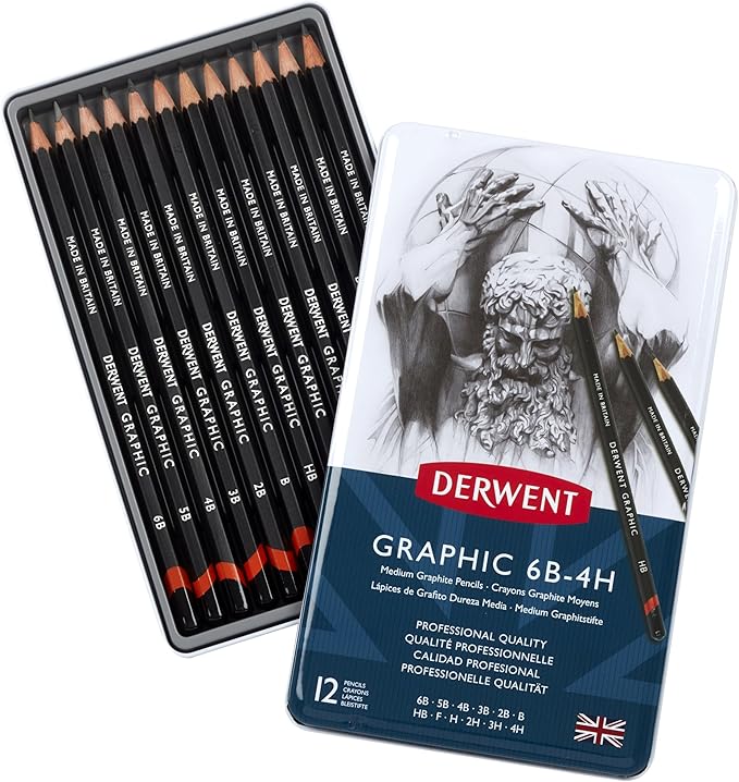 Derwent Graphic Drawing Pencils, Metal Tin by Derwent