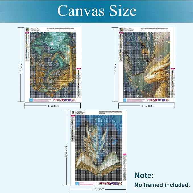 Gemozaic 3 Pack Dragon Diamond Painting Kits - Image 2