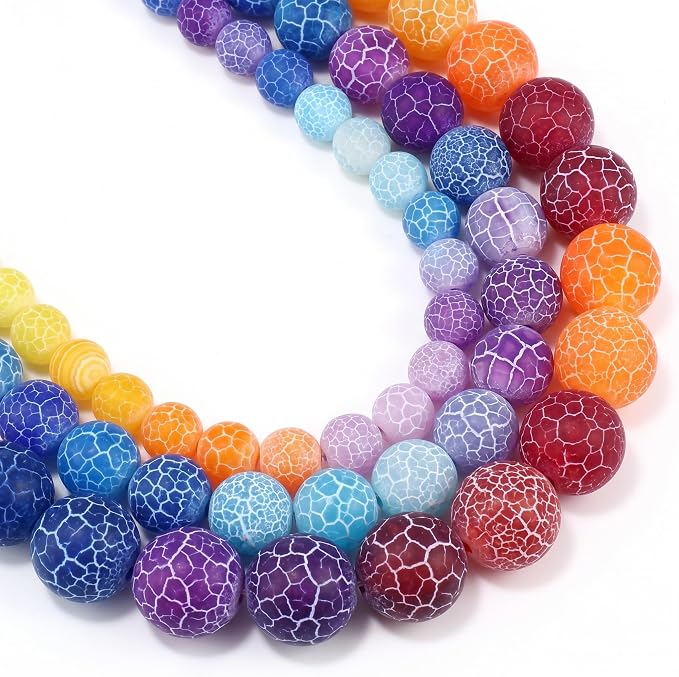 60pcs Natural Matte Rainbow Oxidized Gemstone Beads，6mm Frosted Round Loose by Yochus