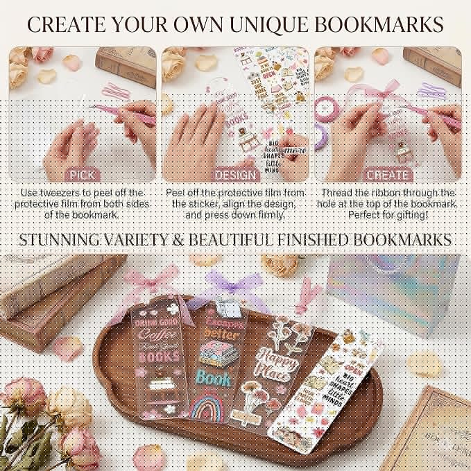 Qrhky Acrylic Bookmark Blanks, 1.37x5.5 Clear Acrylic Bookmarks, UV DTF Decals - Image 4