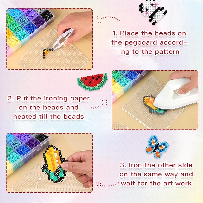 QUEFE Fuse Beads Kit 15000 Pcs 72 Colors 5mm Beads Craft Kit Including Pegboard - Image 6