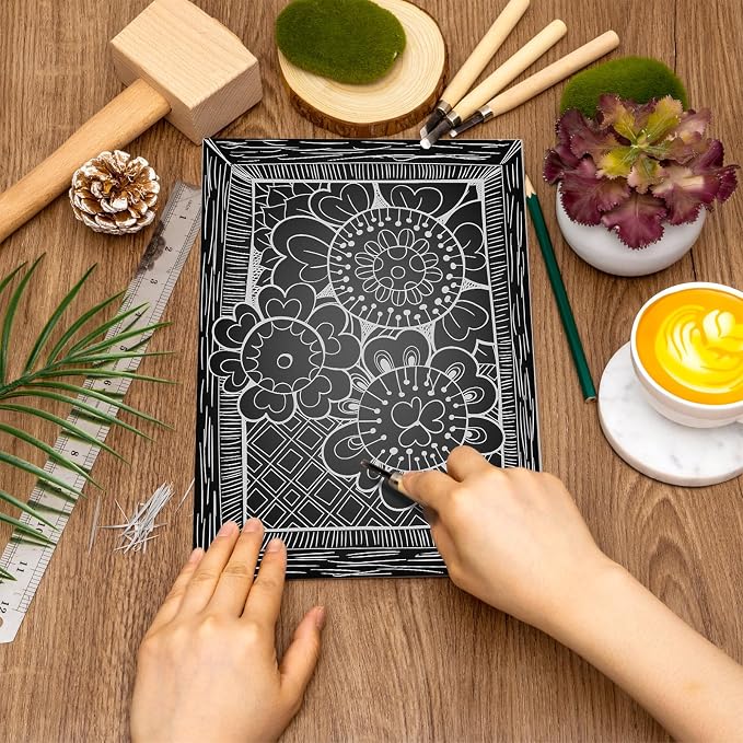 Yeaqee 8 Pcs Linoleum Block Rubber Carving Block Soft Linocut Blocks Large - Image 6